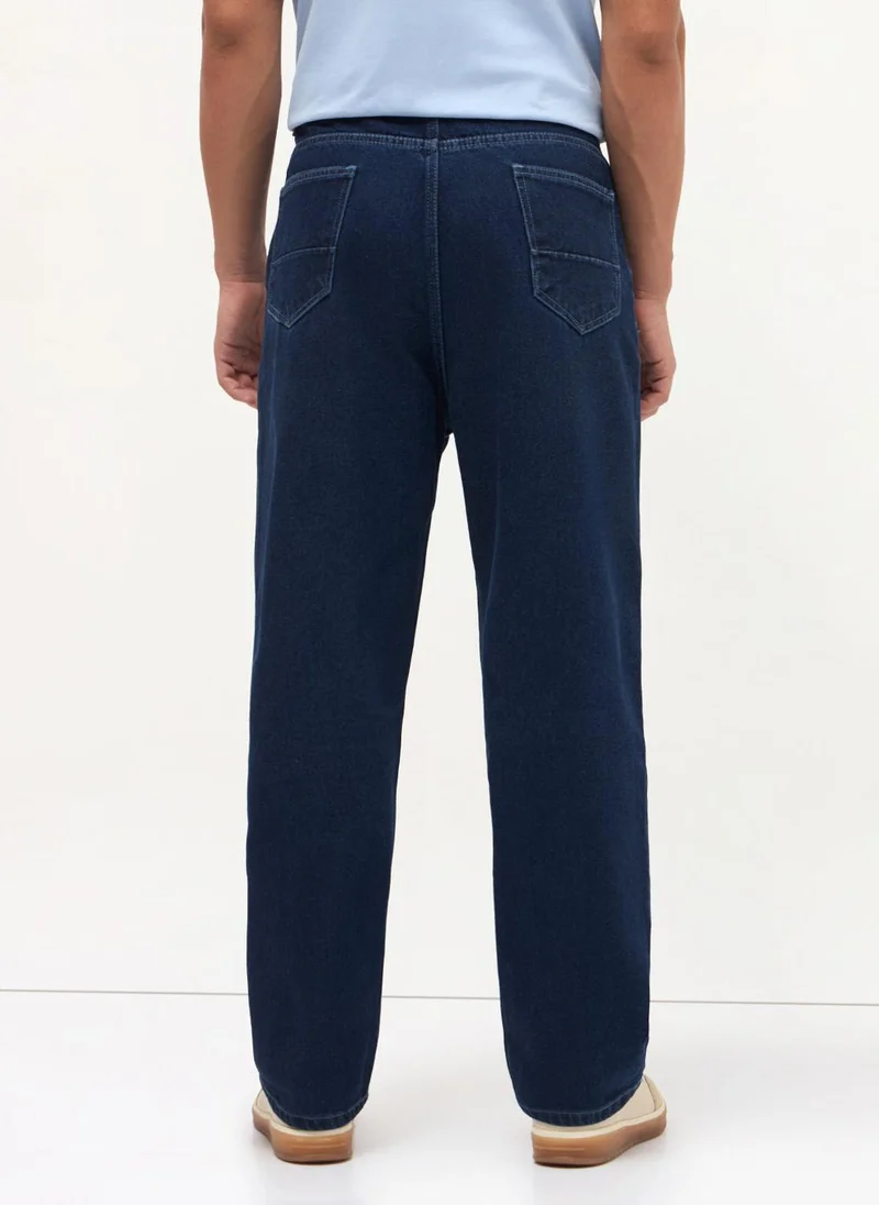 Urbano Fashion  Urbano Fashion Men's Blue Loose Baggy Fit Washed Denim Jeans Non-Stretchable for Men | Best Price UAE